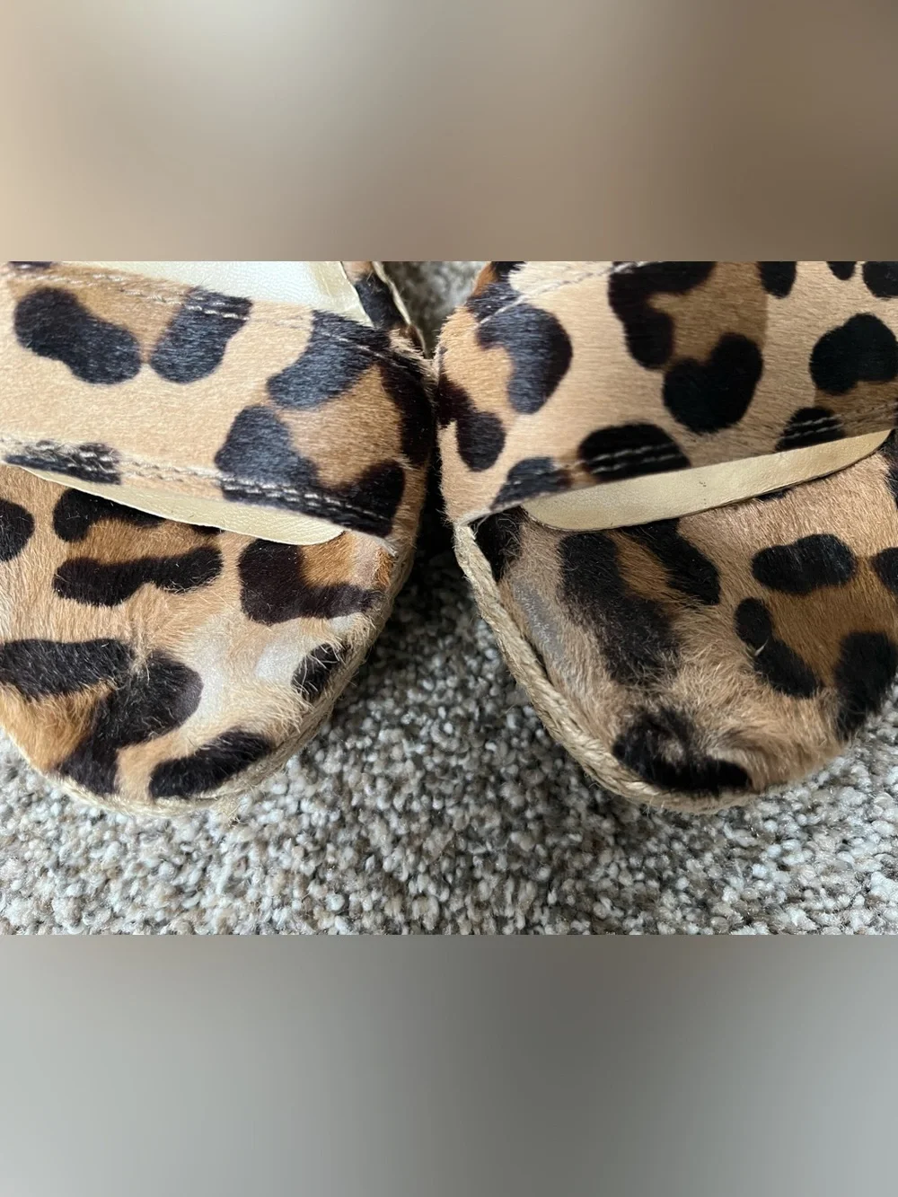 Stuart Weitzman Leopard Print Espadrille Wedge Sandals - Tan/Black Size 11 - Picture 6 of 11